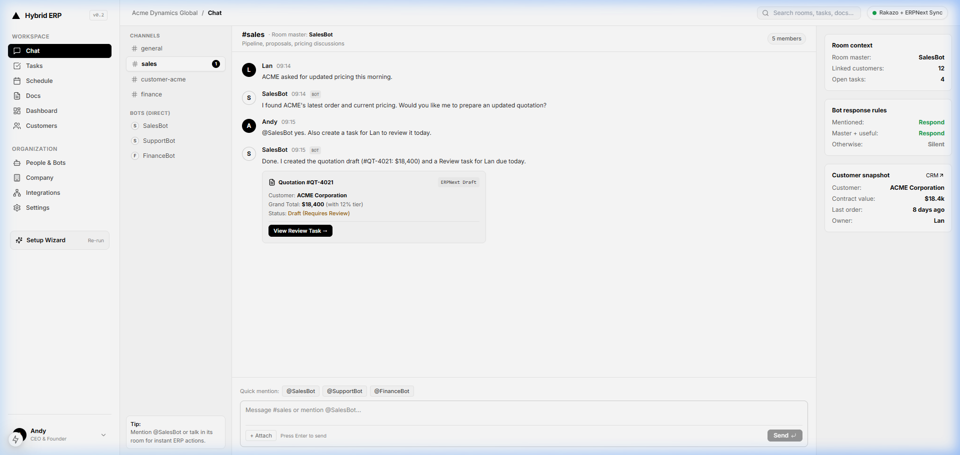Sales & CRM live operational view in dualforceOS